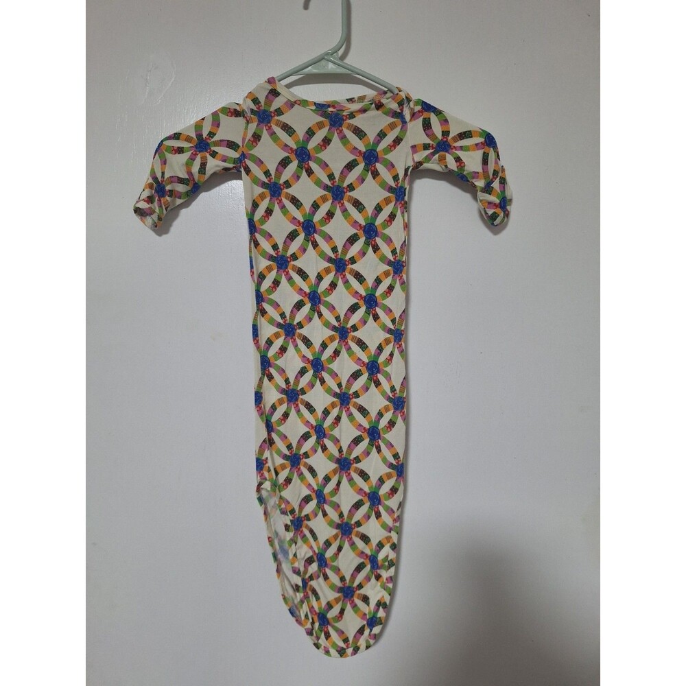 Goosies 0-3 Months Bamboo Knotted Gown Quilt Girl Print Fold-Over Mittens...